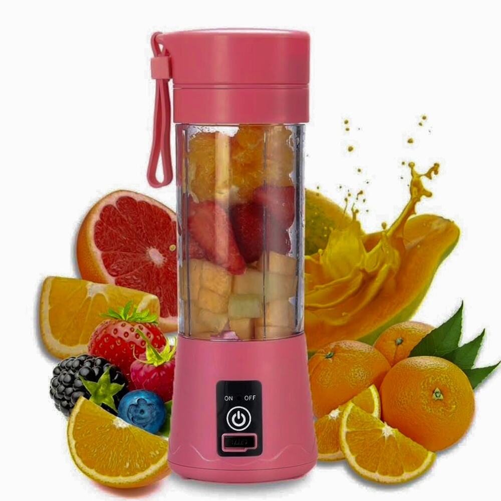Portable USB Rechargeable Blender Cup 380ml Pink Smoothie Shake Mixer NIB